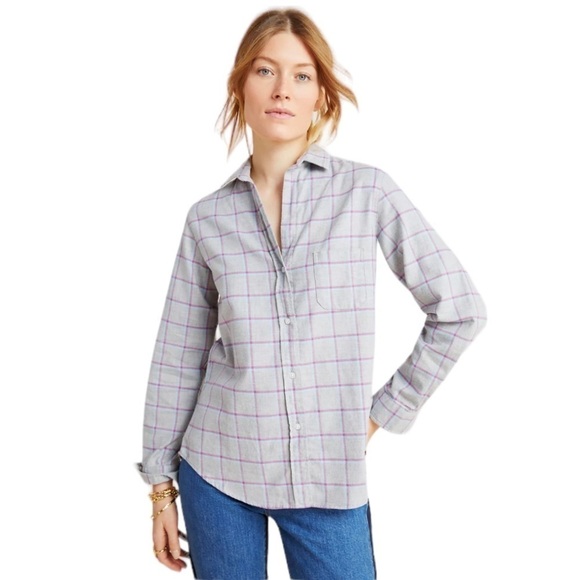 Grayson x Anthropologie - The Hero Flannel Buttondown Lightweight Shirt Sz 5/XL - Picture 3 of 11
